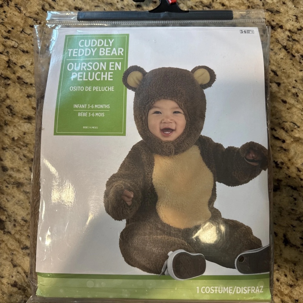 Cuddly Teddy Bear Infant Costume  3-6 Months Dress up Halloween party Warm-NEW